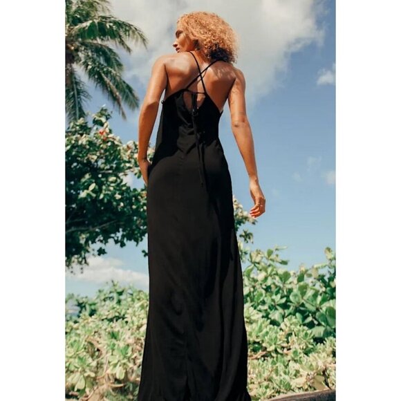 Lulus Tropical Destination Washed Black Sleeveless Maxi Dress Women’s Size Small - Picture 2 of 6